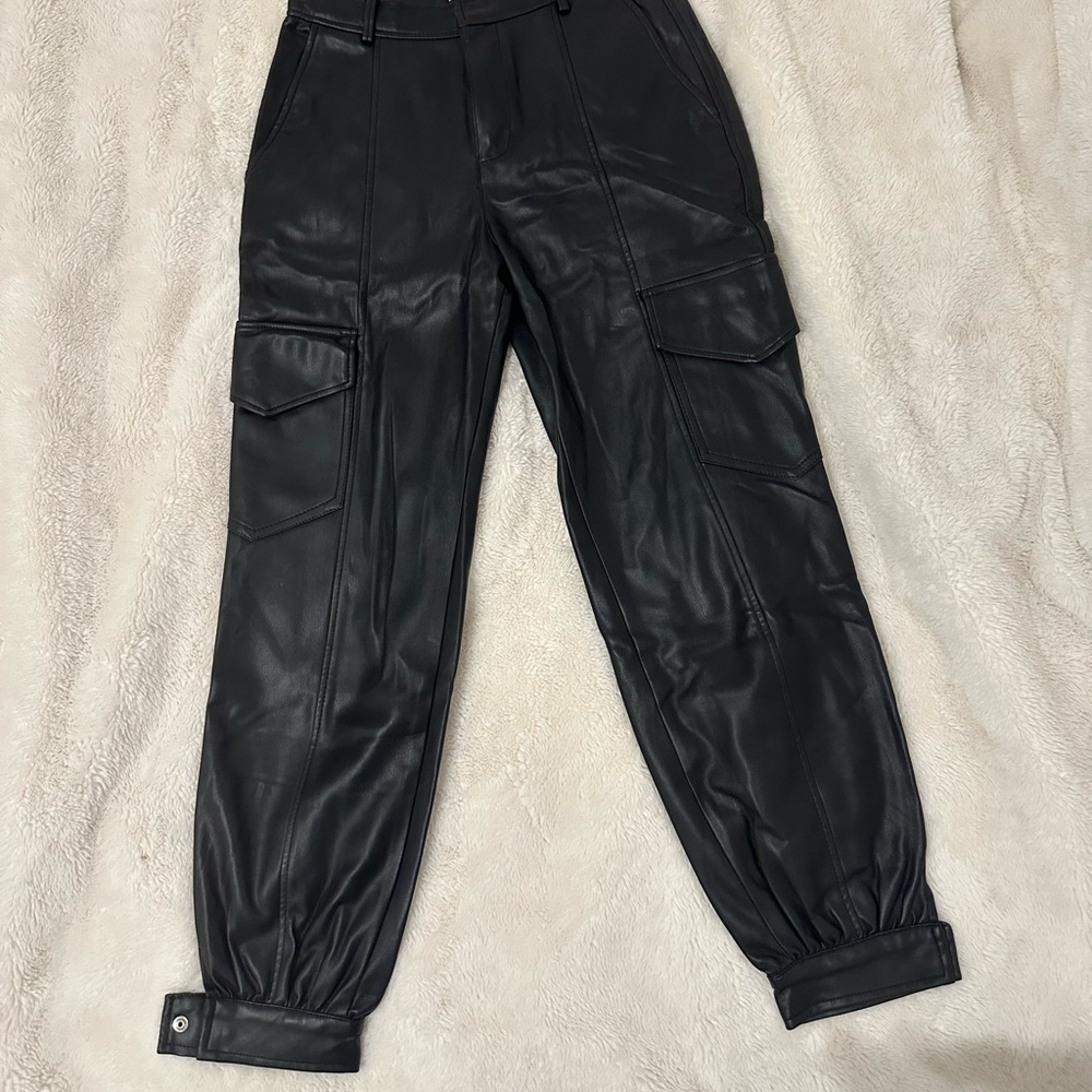Leather cargo pants